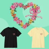 Heart Flowers Frame and Ribbon